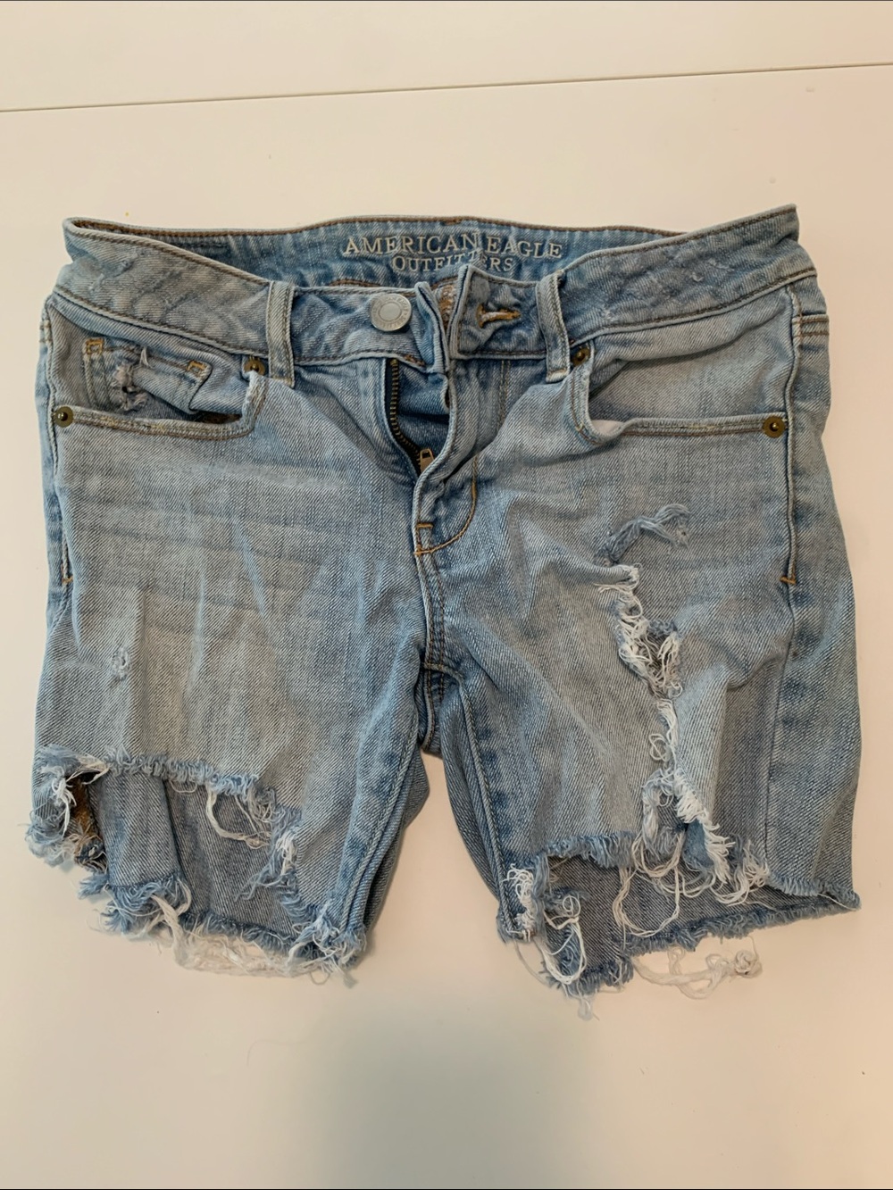 Vintage American Eagle Outfitters Light Blue Distressed Denim Cutoff Shorts